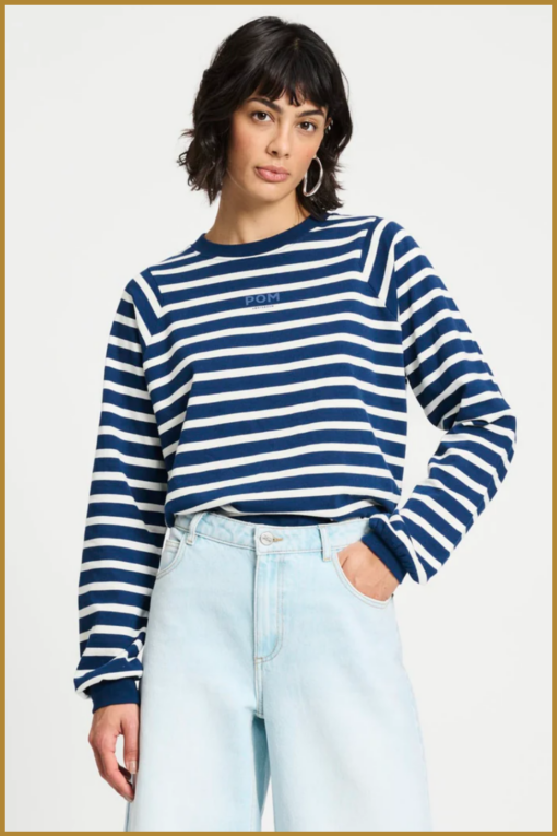 POM- TOP - Striped Blue White-POM250078