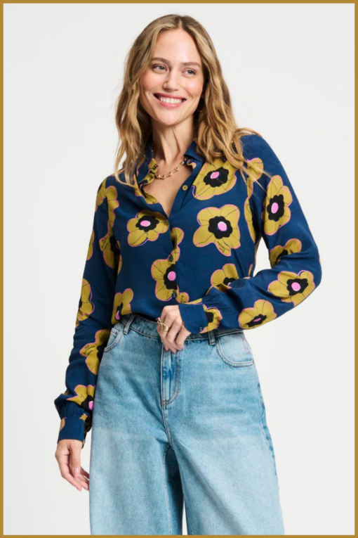 POM-  BLOUSE - Mila Fleurs Parfaites blue-POM250079
