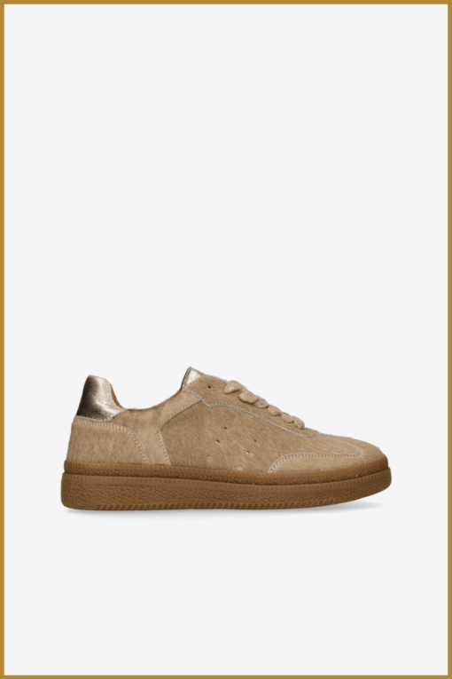 Tango schoen Bay fat beige – chunky sneaker met ponyhair detail