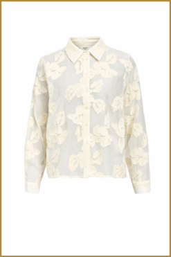 Object Blouse doorschijnend overhemd white sand