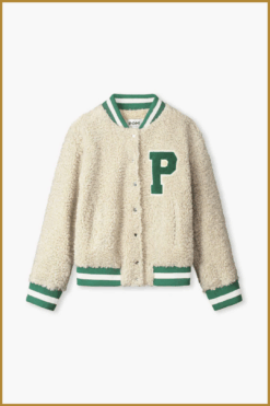 Alternative view of POM-  JACKET - Teddy Baseball Ecru -POM250098