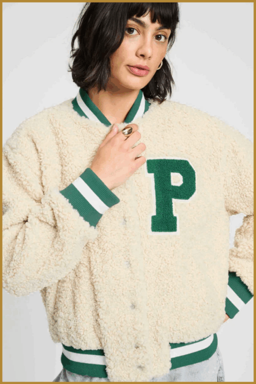 POM-  JACKET - Teddy Baseball Ecru (SP9327-POM250098