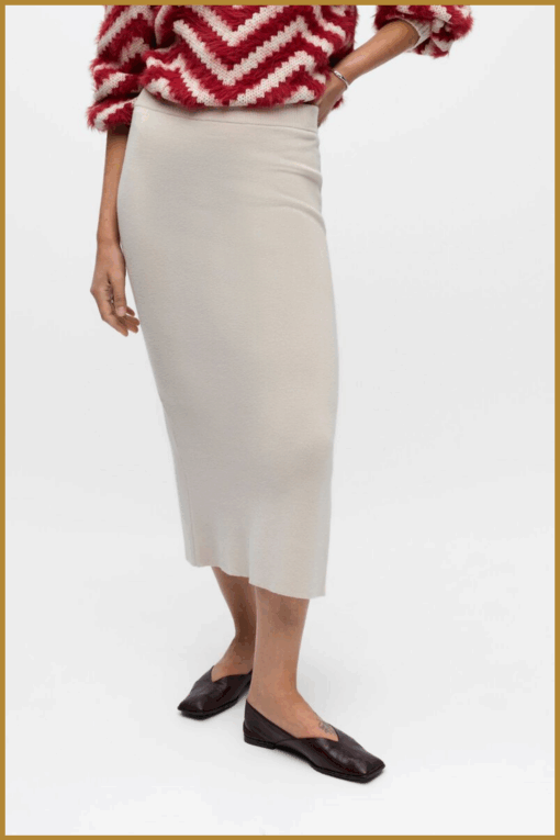 OBJECT- OBJREYNARD HW KNIT SKIRT silver gray-OBJ250050