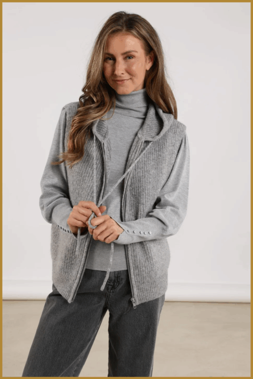 Nukus-Lilly gilet zipper grey-NUK250147
