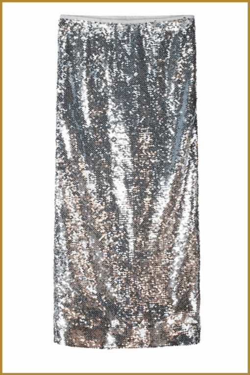 POM- SKIRT - Sequins Silver grijs-POM250087 - Afbeelding 2