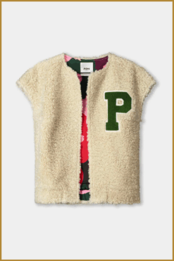 Alternative view of POM- GILET - Teddy Baseball Ecru-POM250094