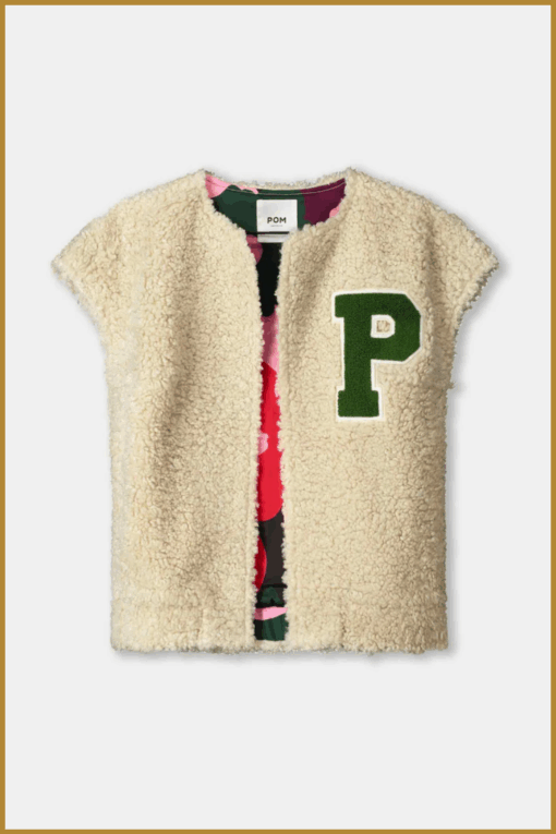 POM- GILET - Teddy Baseball Ecru (SP9321)-POM250094 - Afbeelding 2
