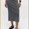Object gebreide maxi rok met elastische taille grey melange – Object Rok in grey melange