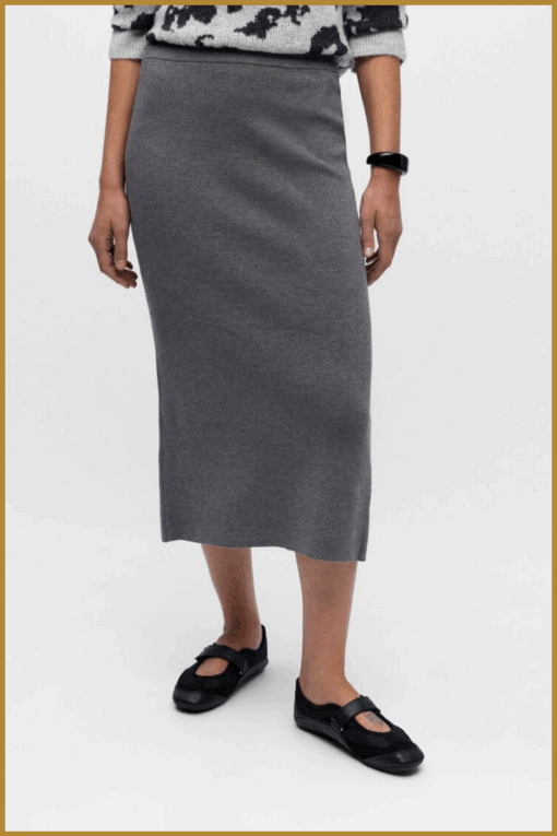 OBJECT- OBJREYNARD HW KNIT SKIRT grey-OBJ250049
