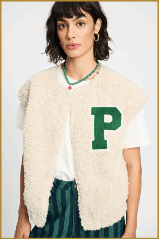 POM- GILET - Teddy Baseball Ecru (SP9321)-POM250094