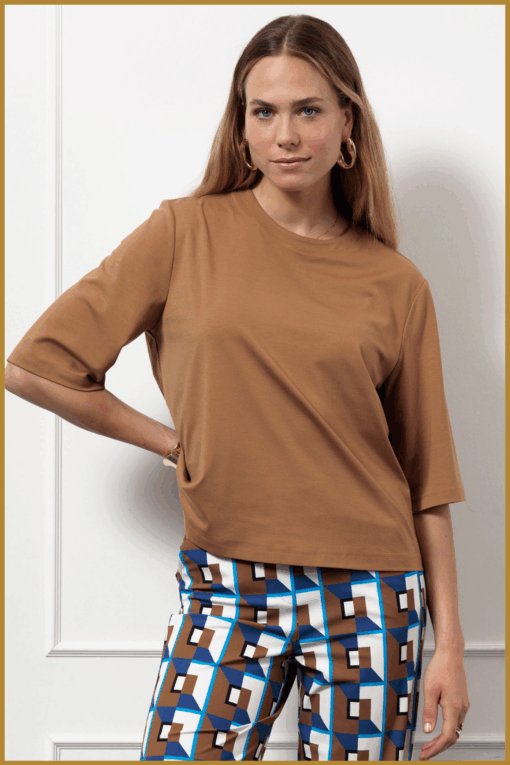 STUDIO ANNELOES- Fiore tshirt caramel-STU250071