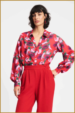 POM- BLOUSE - Violet Picnic Delight red-POM250102