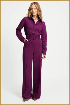 Pom Amsterdam Jumpsuit Plum Paars – dames jumpsuit met ceintuur