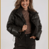 Nukus Jacket Leanne Donkerbruin – korte puffer damesjas