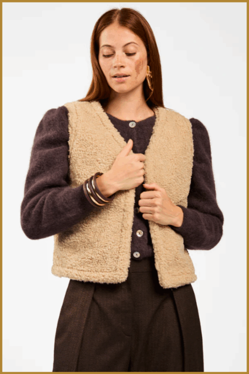 AAIKO- gilet NARIN PIED TBA bruin-AAI250063
