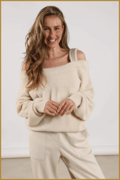 Nukus-Praag pullover lurex sand-NUK250127