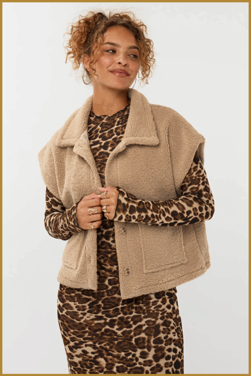 YDENCE-  Gilet Rejou beige-YDE250030