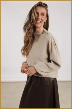 Nukus-Daytona pullover lurex sand-NUK250128