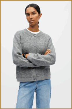 - OBJMERLE LS LO KNIT BOMBER grijs-OBJ250054