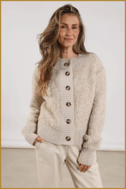 Nukus-Kayle cardigan sand-NUK250132