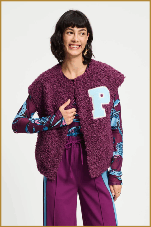 POM-  GILET - Teddy Baseball Plum paars-POM250074