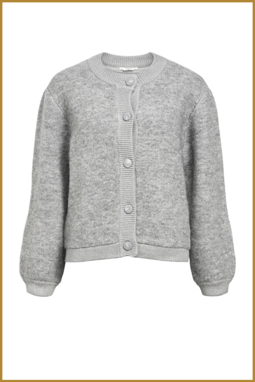 - OBJMERLE LS LO KNIT BOMBER grijs-OBJ250054 - Afbeelding 2