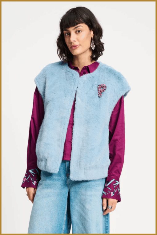 POM- - Fur Misty Blue blauw-POM250075