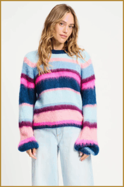 POM- PULLOVER - Brushed Stripes Blue blauw