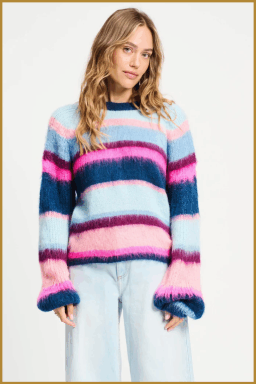 POM- PULLOVER - Brushed Stripes Blue blauw