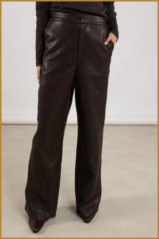 Nukus-Fenna pants dark chocolate-NUK250135