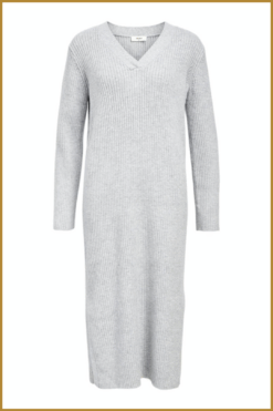 OBJECT- OBJELVA L/S RE V-NECK KNIT DRESS grijs-OBJ250053