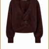 CO COUTURE- CozyCC Twist Back Knit wine-COC250018