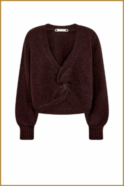 CO COUTURE- CozyCC Twist Back Knit wine-COC250018