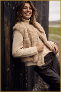 Nukus-Billy gilet stripe sand-NUK250134
