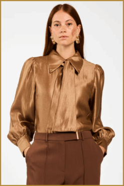 AAIKO- blouse VERONNE TIE bruin-AAI250068