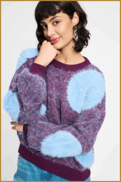 POM-  PULLOVER - Dots Plum paars-POM250072