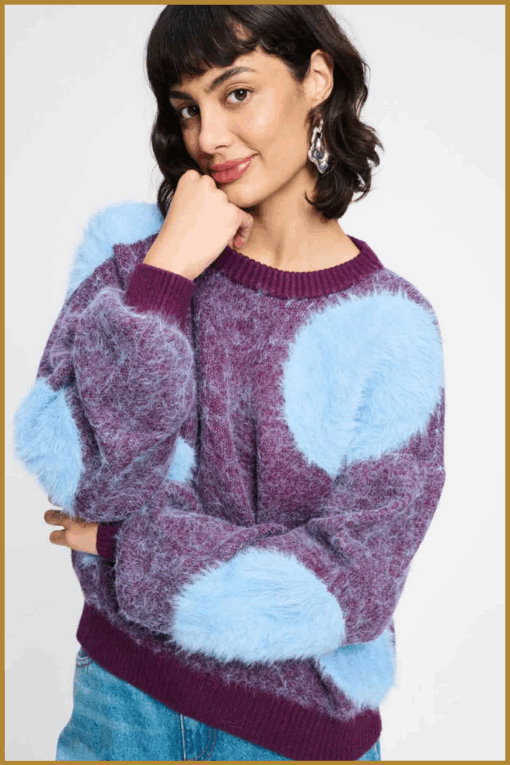 POM-  PULLOVER - Dots Plum paars-POM250072