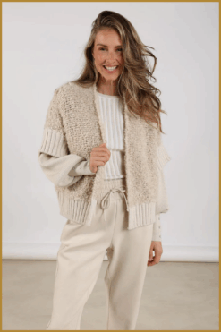 Nukus-Belle cardigan sand-NUK250130