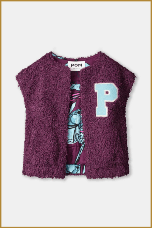 POM-  GILET - Teddy Baseball Plum paars-POM250074 - Afbeelding 2