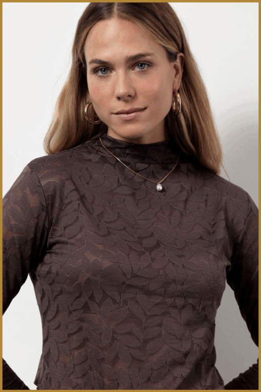 STUDIO ANNELOES-Reagan lace top espresso-STU250096