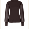 STUDIO ANNELOES-Noortje faux leather top espresso-STU250102