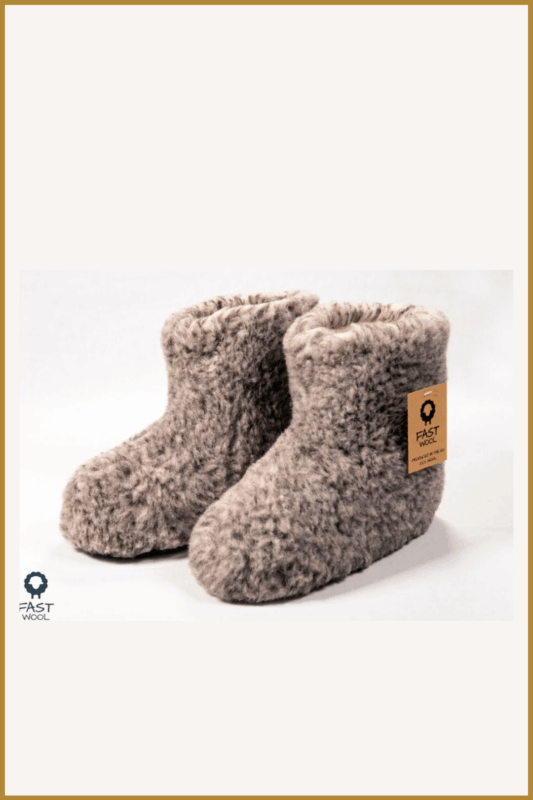 Inuz Wollen sloffen Lichtgrijs – warme pantoffels van wol