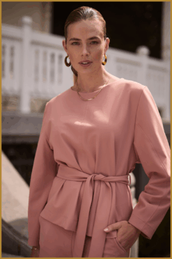 STUDIO ANNELOES-Gaby bonded top dusty pink-STU250098