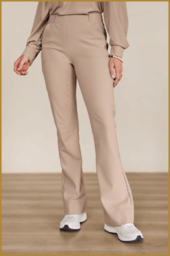 STUDIO ANNELOES-flair bonded trousers latte-STU250109