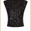 CO COUTURE-RoslynCC Sequin Top zwart-COC250039