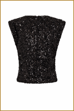 CO COUTURE-RoslynCC Sequin Top zwart-COC250039