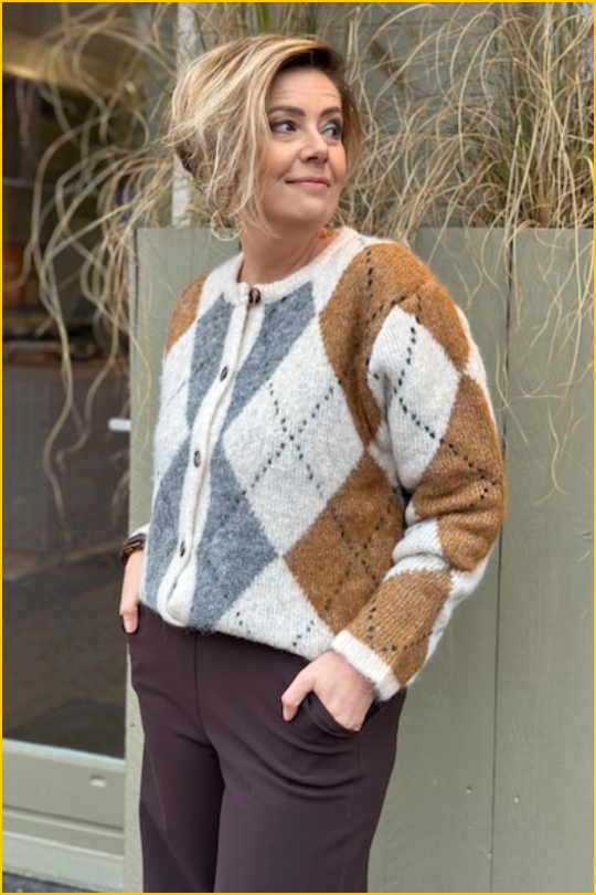 INUZ SELECT-Vest ruit Mila beige-SEL250020 INUZ SELECT-Vest ruit Mila beige-SEL250020 - Afbeelding 2