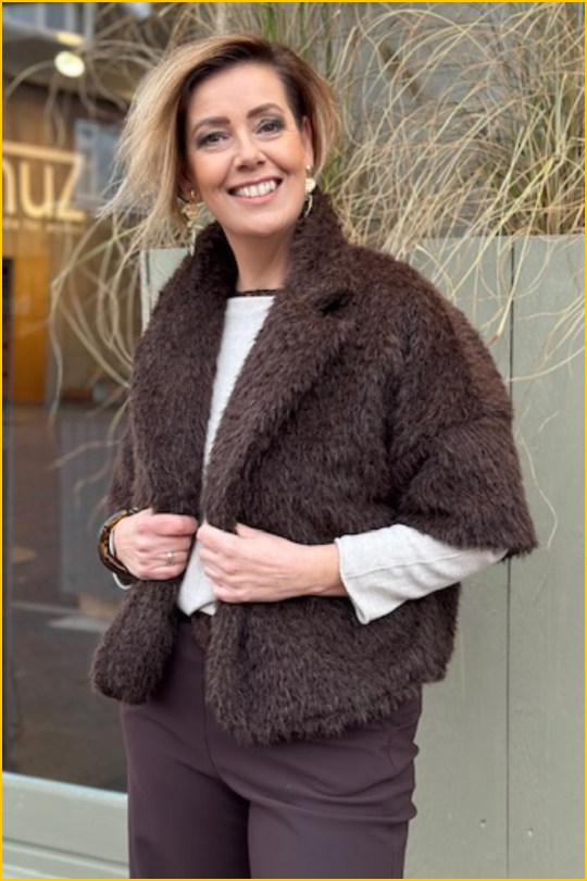 INUZ- Blazer FR bont bruin-INU250312 INUZ- Blazer FR bont bruin-INU250312