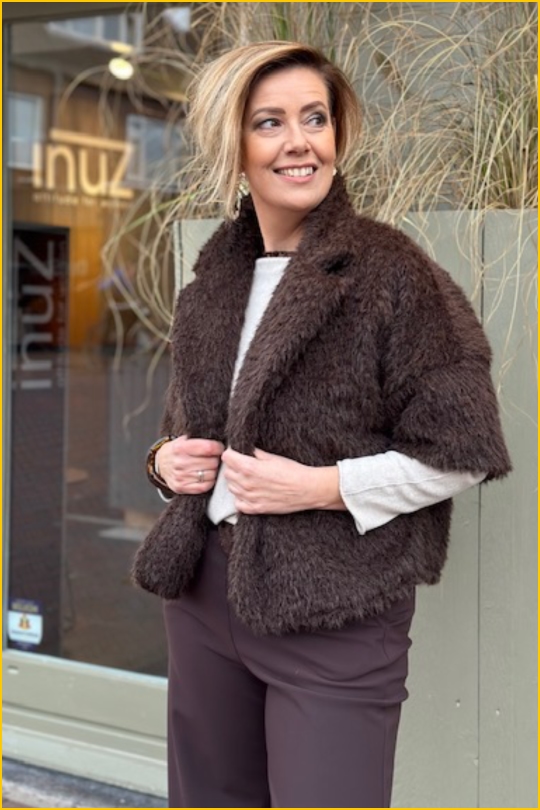 INUZ- Blazer FR bont bruin-INU250312 INUZ- Blazer FR bont bruin-INU250312 - Afbeelding 2